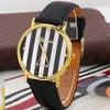 Casual Dress Watches suitable Stripes Watch PU Leather Woman Man Quartz Wrist Watches Geneva Girls Clocks relogios IMY66