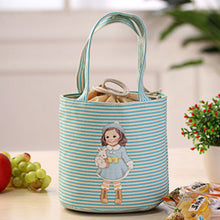 Cute Gril Stripe Portable Thermal Insulated Box Tote Cooler Bento Pouch Lunch Storage Case Picnic Bag IMY66