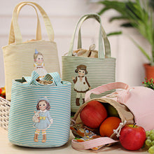 Cute Gril Stripe Portable Thermal Insulated Box Tote Cooler Bento Pouch Lunch Storage Case Picnic Bag IMY66