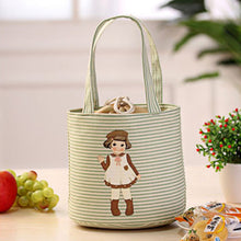 Cute Gril Stripe Portable Thermal Insulated Box Tote Cooler Bento Pouch Lunch Storage Case Picnic Bag IMY66
