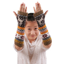 Deer Snowflake Mitten Warm Unisex Women Arm Warmer Fingerless Knitted Long Gloves Mittens Retail IMY66