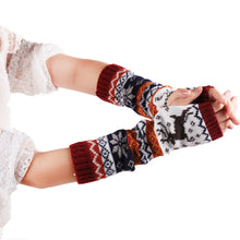 Deer Snowflake Mitten Warm Unisex Women Arm Warmer Fingerless Knitted Long Gloves Mittens Retail IMY66