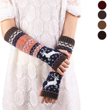 Deer Snowflake Mitten Warm Unisex Women Arm Warmer Fingerless Knitted Long Gloves Mittens Retail IMY66