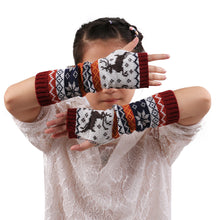 Deer Snowflake Mitten Warm Unisex Women Arm Warmer Fingerless Knitted Long Gloves Mittens Retail IMY66