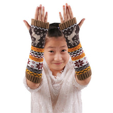 Deer Snowflake Mitten Warm Unisex Women Arm Warmer Fingerless Knitted Long Gloves Mittens Retail IMY66
