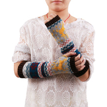 Deer Snowflake Mitten Warm Unisex Women Arm Warmer Fingerless Knitted Long Gloves Mittens Retail IMY66