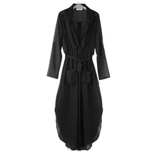 Vestidos Women Casual Loose Sexy Deep V Neck Long Maxi Dress Sexy Split Chiffon Dress vestido de festa IMY66