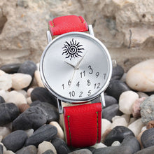 Women Casual Dress Watches Ladies PU Leather Watch Sun&Numbers Printed WristWatch relogio feminino IMY66