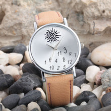 Women Casual Dress Watches Ladies PU Leather Watch Sun&Numbers Printed WristWatch relogio feminino IMY66