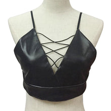 Designed Women Sexy Bangdag Tank Tops Vest Crop Top Blouse PU Leather Camis Cropped Strappy Bustier Bra Plus Size IMY66
