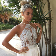 Elegant white lace crop top beach backless short halter tops Sexy halter camis gauze metallic women tank top IMY66