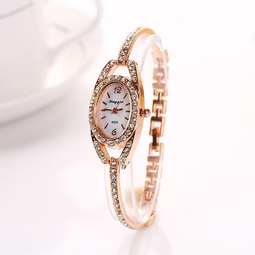 Luxury Rhinestone Watches Women Bracelet Watch Stainless Steel Crystal Gold Quartz Watch relogios Clock IMY66