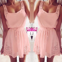 Sexy Women Casual Hollow Dresses Sleeveless Sexy Bandage Cocktail Short Mini Dress IMY66