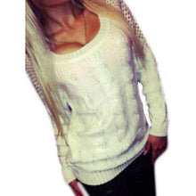 Women Hollow Out Long Sleeve Loose Knitted Sweater Backless Knitwear IMY66
