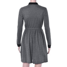 Women Lady Elegant Dresses Casual Zipper Long Sleeve Bodycon Party Mini Dress Grey Color IMY66