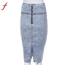 American Style Skirt Casual Women Sexy Denim Skirts Solid Club Wear High Waisted Pencil Skirt IMY66