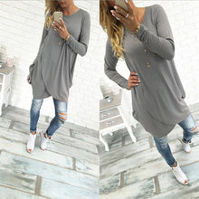 Women Casual Dress Solid Long Sleeve Round Neck Irregular Loose Party Mini Dress vestido de festa IMY66