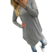 Women Casual Dress Solid Long Sleeve Round Neck Irregular Loose Party Mini Dress vestido de festa IMY66