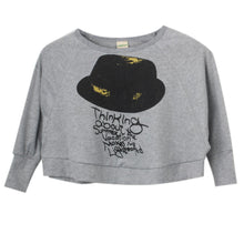 Children's T-Shirts Kids Girls Hat Pattern Long Sleeve Bat Wing Loose Blouse T-Shirt Tops Clothing For Girls IMY66