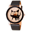 Cute Cat Faux Leather Crystal Imitation Quartz Watches Popular Men Women wrist watches IMY66
