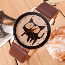 Cute Cat Faux Leather Crystal Imitation Quartz Watches Popular Men Women wrist watches IMY66