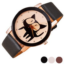 Cute Cat Faux Leather Crystal Imitation Quartz Watches Popular Men Women wrist watches IMY66