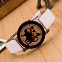 Cute Cat Faux Leather Crystal Imitation Quartz Watches Popular Men Women wrist watches IMY66