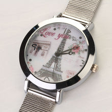 Dress Watch Women LOVE Eiffel Tower Printed Round Quartz Bracelet Wrist Watch relogio feminino montre femme IMY66
