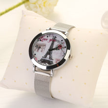 Dress Watch Women LOVE Eiffel Tower Printed Round Quartz Bracelet Wrist Watch relogio feminino montre femme IMY66