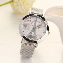 Dress Watch Women LOVE Eiffel Tower Printed Round Quartz Bracelet Wrist Watch relogio feminino montre femme IMY66