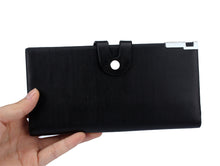 Men Long Section Button Bifold Business Faux Leather Wallet Card Coin Wallet Purse IMY66