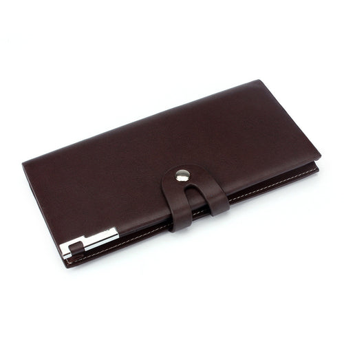 Men Long Section Button Bifold Business Faux Leather Wallet Card Coin Wallet Purse IMY66