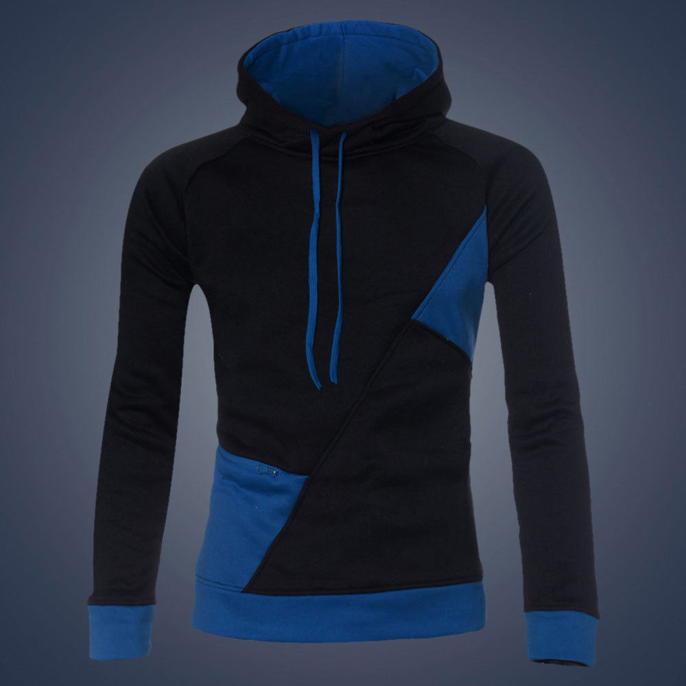 Men Slim Long Sleeve Patchwork Color Hooded Hoodies Outwear Tops Pullovers Sweatshirt sudaderas hombre IMY66