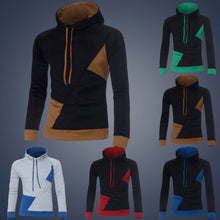 Men Slim Long Sleeve Patchwork Color Hooded Hoodies Outwear Tops Pullovers Sweatshirt sudaderas hombre IMY66