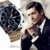 Mens Watches Business Stainless Steel Band Three Eyes Machinery Quartz Watch Clock relogio masculino IMY66
