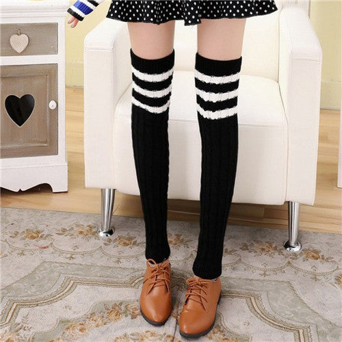 Student Girls Overknee Fringe Knitting Socks Leg Warmers Boot Cover Keep Warm Socks leg warmers for women IMY66
