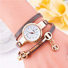 Style Casual Dress Watch Women's Ladies Bracelet Watches PU Leather Rhinestone Quartz WristWatch For Women IMY66
