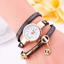Style Casual Dress Watch Women's Ladies Bracelet Watches PU Leather Rhinestone Quartz WristWatch For Women IMY66