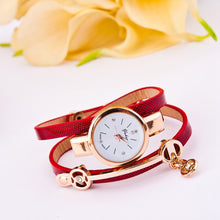 Style Casual Dress Watch Women's Ladies Bracelet Watches PU Leather Rhinestone Quartz WristWatch For Women IMY66
