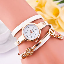 Style Casual Dress Watch Women's Ladies Bracelet Watches PU Leather Rhinestone Quartz WristWatch For Women IMY66