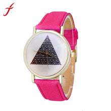 Triangle Pattern PU Leather Band Analog Quartz Vogue Wrist Watch Hours relogio feminino IMY66