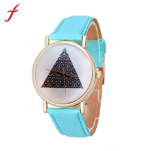 Triangle Pattern PU Leather Band Analog Quartz Vogue Wrist Watch Hours relogio feminino IMY66