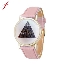 Triangle Pattern PU Leather Band Analog Quartz Vogue Wrist Watch Hours relogio feminino IMY66
