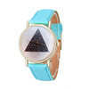Triangle Pattern PU Leather Band Analog Quartz Vogue Wrist Watch Hours relogio feminino IMY66