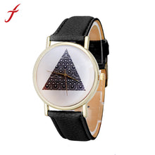 Triangle Pattern PU Leather Band Analog Quartz Vogue Wrist Watch Hours relogio feminino IMY66