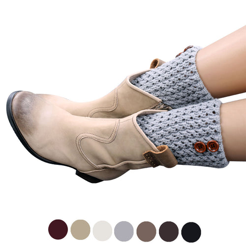 Vintage Warm Knitted Buttons Hollow Out Twill Leg Warmers Socks Boot Cover IMY66