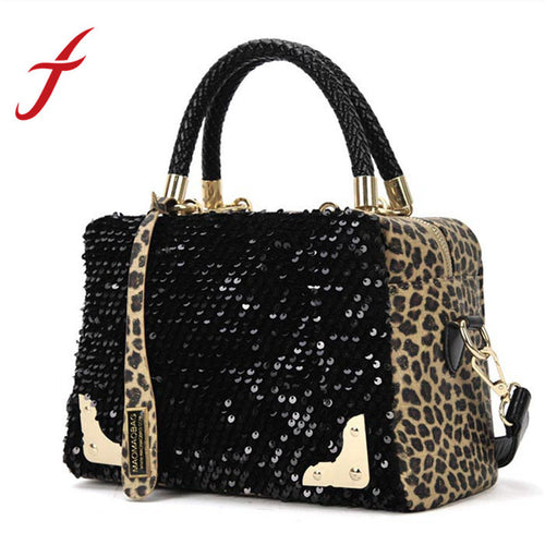 Vintage Women Sequin Leopard Messenger Cross Shoulder Party Club Bag Totes Handbag IMY66