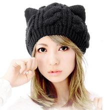 Cute Cat Ears Beanie Ski Hemp Flowers Knitted Hats For Girl Womens Cap Female Skullies IMY66
