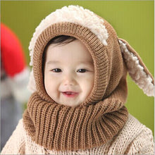 Baby Kids Girls Boys Warm Woolen Cute Rabbit Ears Coif Hood Scarf Caps Hats Toddler bonnet enfant IMY66