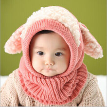 Baby Kids Girls Boys Warm Woolen Cute Rabbit Ears Coif Hood Scarf Caps Hats Toddler bonnet enfant IMY66